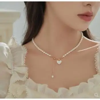 妙度新款特价怦然心动淡水珍珠爱心锁骨链小米珠项链女轻奢小众设计项