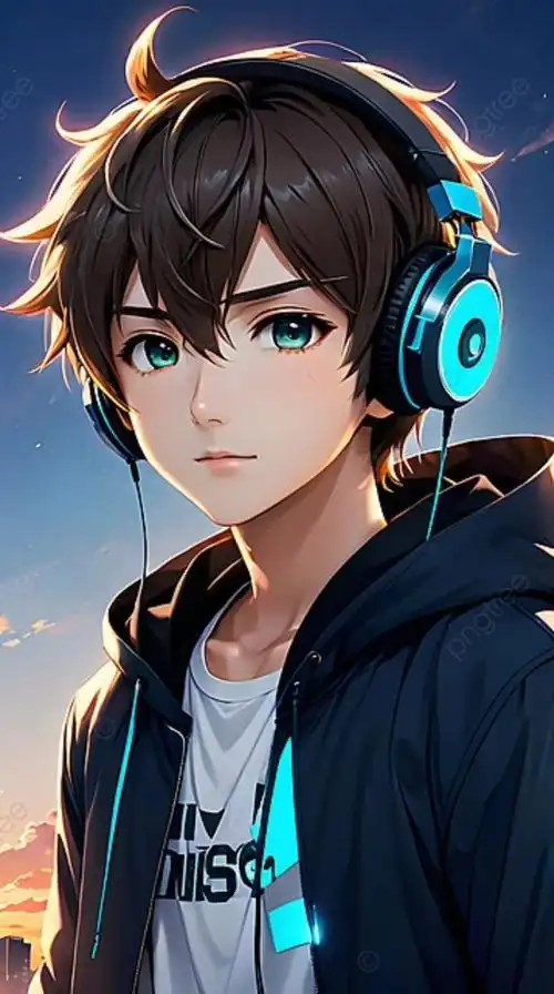 动漫男孩听音乐