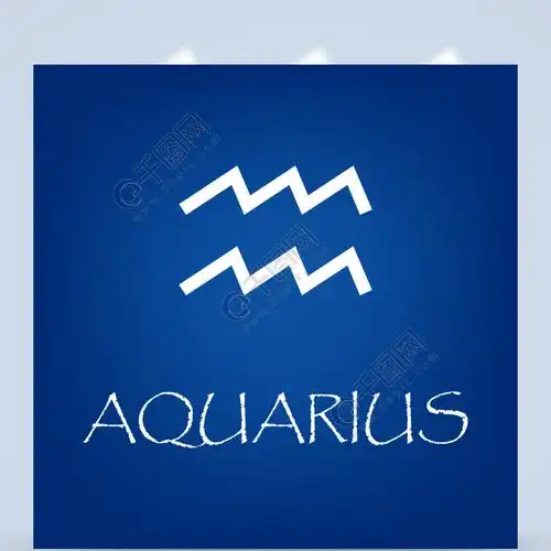 水瓶座星座图标导航在蓝色背景的水瓶座黄道带标志象的简单的例证所有