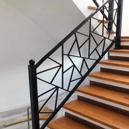 铁艺楼梯扶手护栏阳台防护栏杆室内家用简约现 黑色 款式1