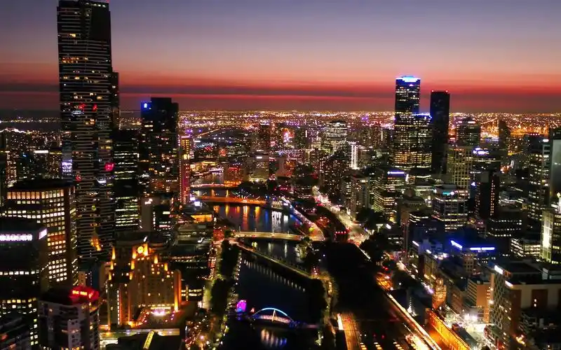 【4k】墨尔本夜景 澳大利亚 城市夜景 无人机航拍 放松治愈 背景音