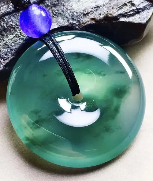 冰种飘花翡翠平安扣吊坠缅甸天然a货正品玻璃种飘绿花翡翠挂件女