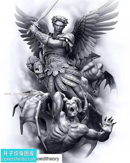 天使撒旦纹身手稿图案