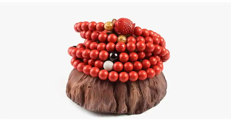 翡舞朱砂手链单圈6mm圆珠佛珠民族风手串男女本命年手饰品圆珠款6mm16