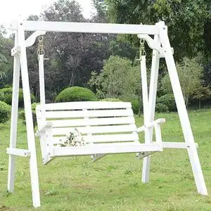 北欧大人公园单人摇摇椅椅子花园阳台秋千户外庭院实木摇椅室外