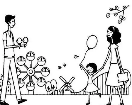 幼儿园小朋友全家福简笔画三口之家