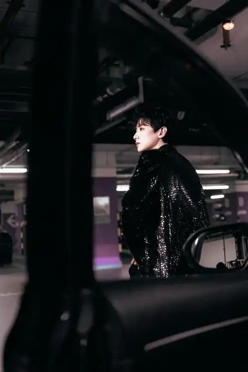 白敬亭黑色亮片西装