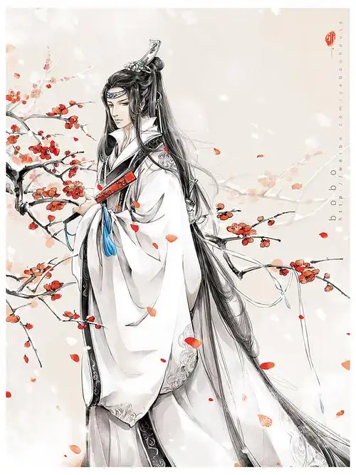 古装俊美男子古风俊男动漫美少年妖孽帅哥二次元同人插画漫画手绘