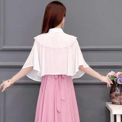 雪纺小披肩女士夏季薄款外套新款配裙子旗袍防晒外搭开衫短款坎肩