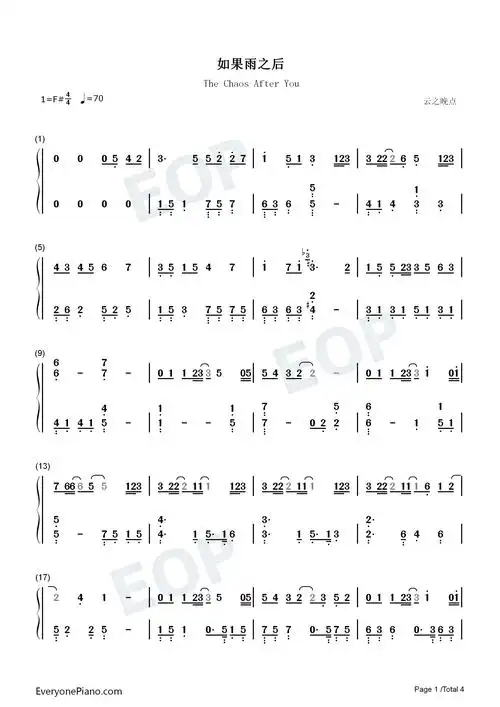 如果雨之后-周兴哲双手简谱预览1