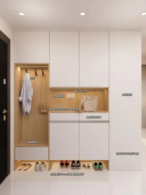 其次,鞋柜的深度也需要考虑,一般来说,鞋柜的深度应该在30-40厘米之间