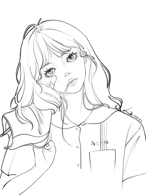 procreate绘画  #人物线稿  #绘画  #ipad绘画  #线稿头像  #临摹