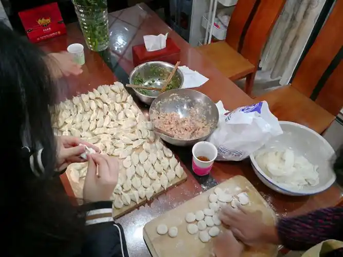 欢聚一堂喜洋洋,迎春欢乐过大年,我们一家人在一起包饺子,渡过美好的