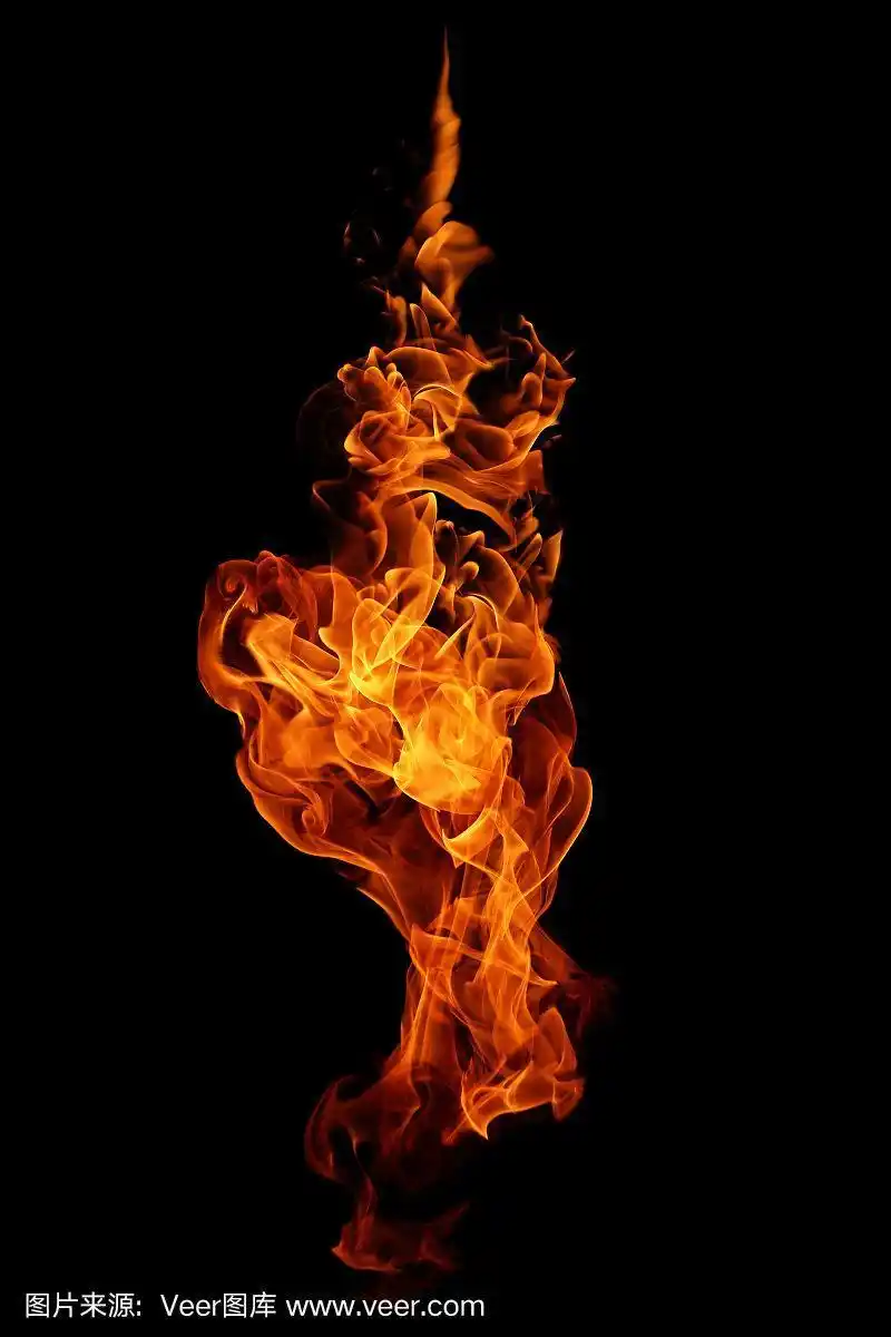 火焰,火,黑色背景,分离着色,黄色