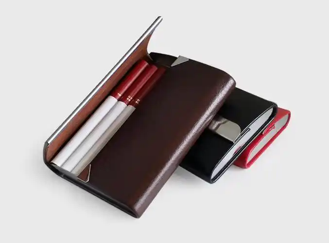 高档皮烟盒男士女士香菸盒翻盖烟盒细烟20支7支装超薄烟夹卷烟盒粗烟7