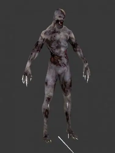 一个僵尸怪物带骨骼动画