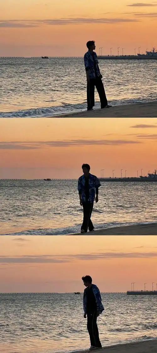 王源分享海边落日氛围感随拍女友视角下的王源安全感十足