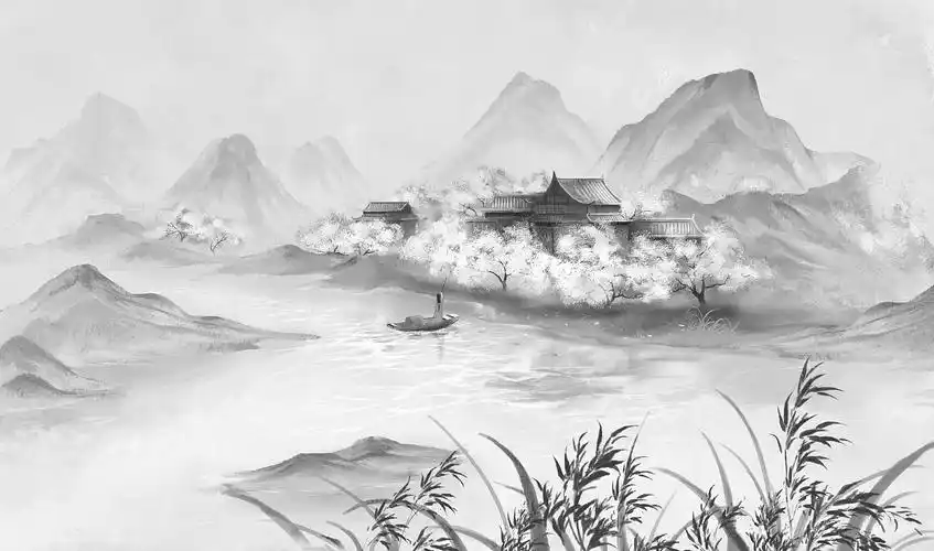 古风场景 | 桃花山水|插画|创作习作|北十一 - 原创作品 - 站酷