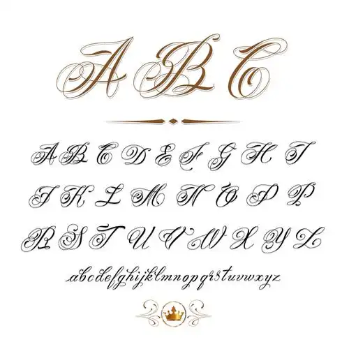 手写花体英文字母设计矢量素材_矢量字体_懒人图库