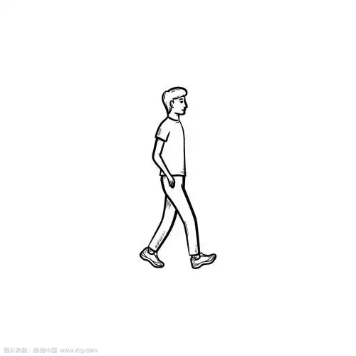 行走的人手绘轮廓涂鸦图标