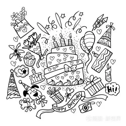 生日派对涂鸦套装插画-正版商用图片0uh3dn-摄图新视界