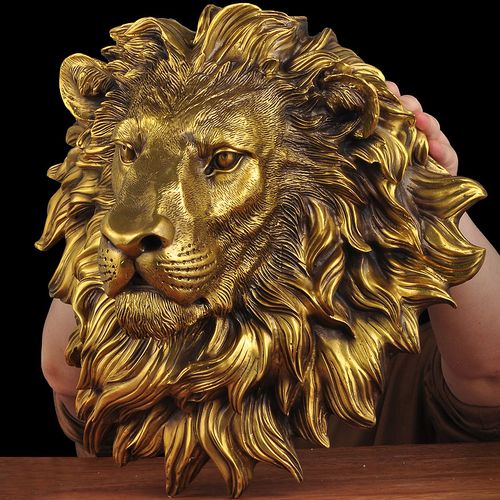 黄铜狮子头挂件摆件挂牌铜兽首门口挂饰墙饰家用摆件