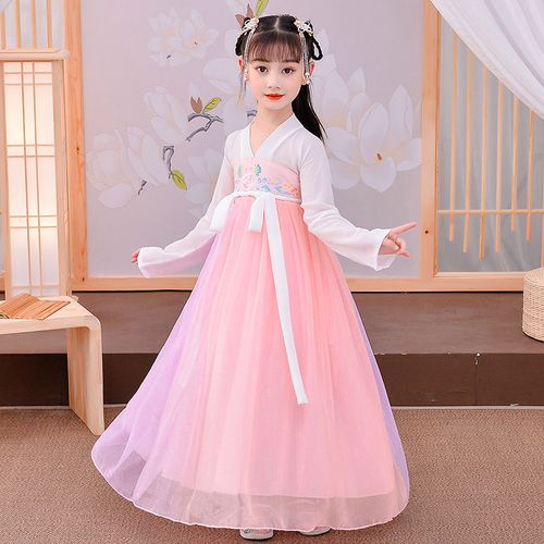 瑄妮薇女童汉服连衣裙儿童古装仙女中国风小女孩樱花公主裙子宝宝拜年