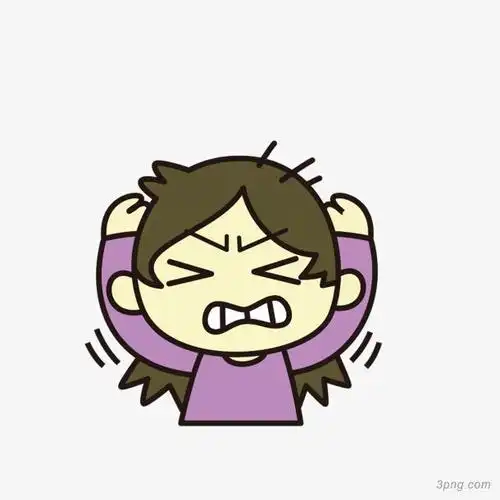 双手抱头嫌吵的女孩png素材透明免抠图片卡通手绘