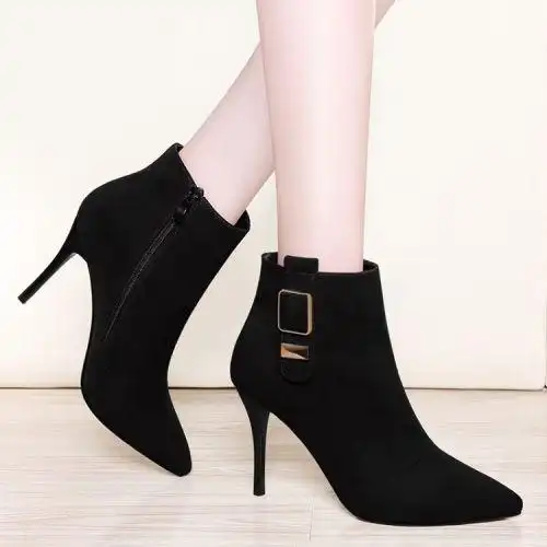 短靴韩版女鞋子秋冬季2017新款加绒百搭细跟高跟英伦风马丁靴单靴