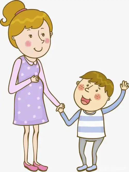 妈妈牵着小孩去买好吃的