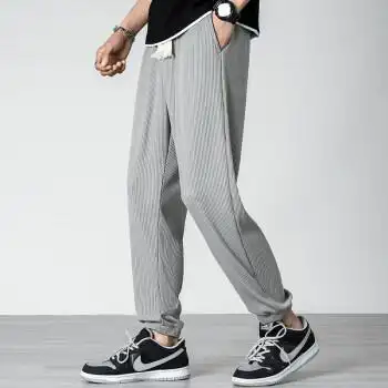 乔智森2022新款男士休闲裤夏季薄款垂感宽松速干运动长裤子男灰色m