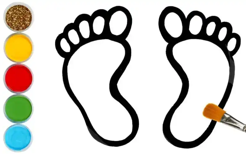 亲子趣味简笔画,跟宝宝一起画自己的小脚丫,再涂上漂亮色彩