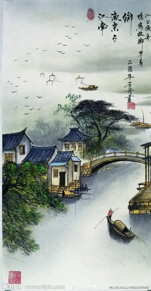 江南水乡设计图__绘画书法_文化艺术_设计图库_昵图网nipic.com