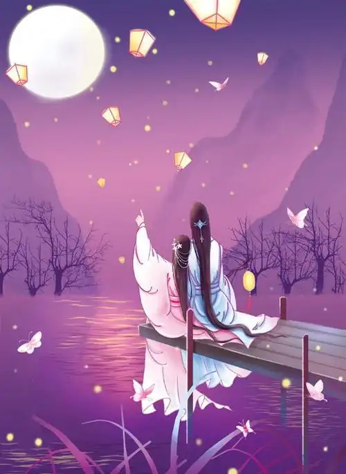 这一程水一重山,亘古永存寄鸿雁!唯美古风山水意境插画欣赏