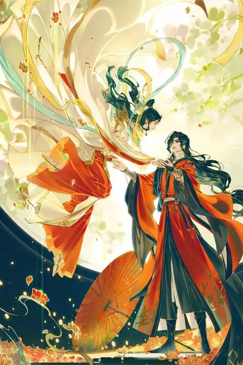 官方自营 天官赐福卷轴天官赐福海报定制壁纸挂画墙纸谢怜花城三郎花