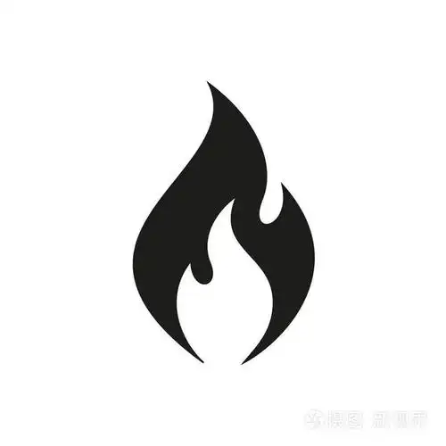 黑白火焰图标矢量插图