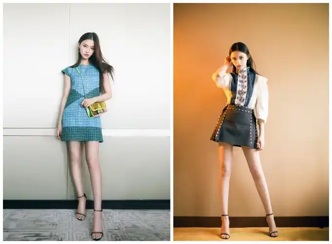 和现在差不多打扮的林允,穿着也是长款的一件外套,但是,脚上却是