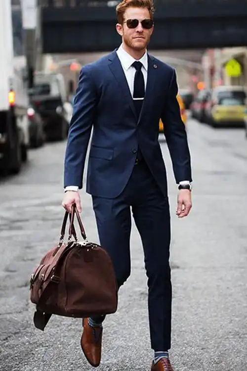 zorgvoor春秋藏青青色男士修身西服套装羊毛西服套装