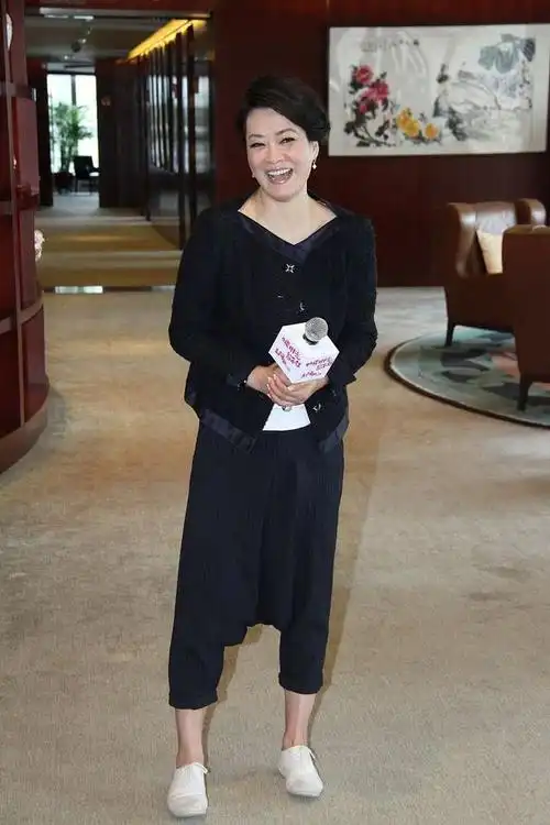 毛阿敏西装穿的好特别配休闲裤还算正常但搭的上衣有点看不懂