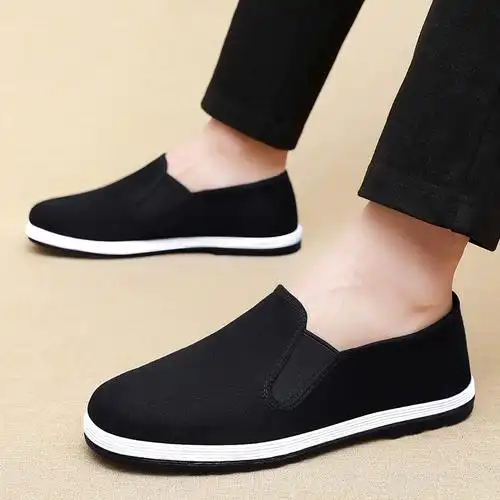 一脚蹬纯手工办公室工作男士男千层底新款透气黑色布鞋老北京布鞋