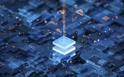 科技感电路与芯片3d渲染