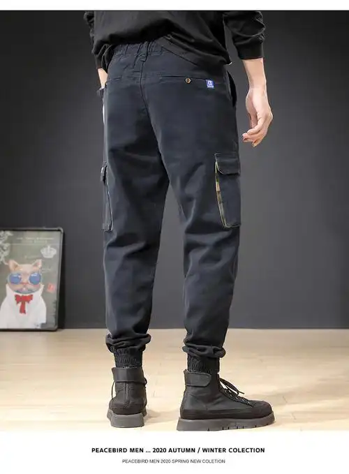 青邦萝卜裤潮牌工装裤男秋冬加厚韩版宽松大码哈伦ins潮流百搭休闲