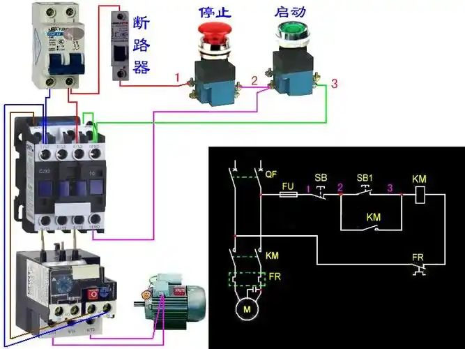 cjx2-1810交流接触器 热继电器保护220v单相水泵电机怎么样接线?