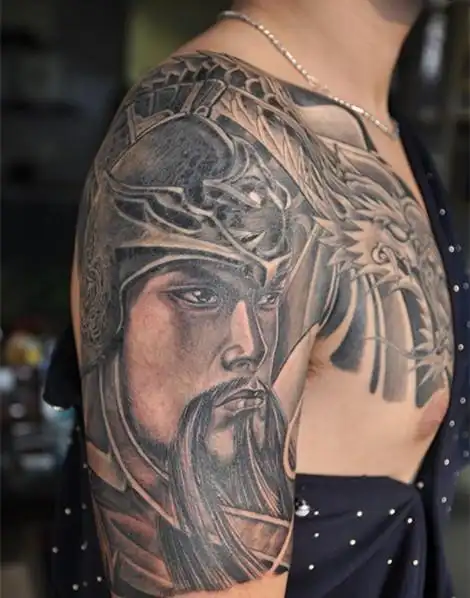 传统关公关二爷半甲纹身