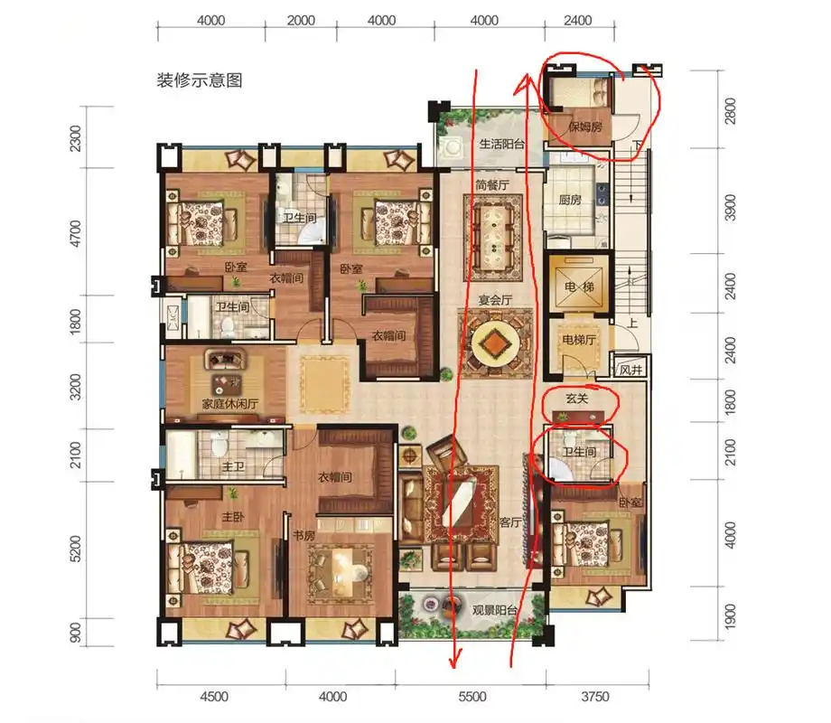 360平米的大平层做成这样真的有点"小家子气",大家认可么?
