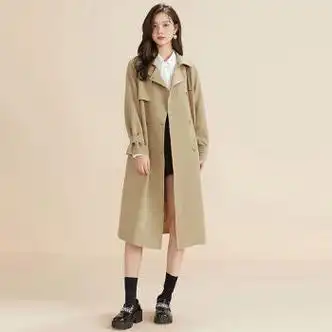 皮尔卡丹pierrecardin风衣外套女式早冬季2023韩版新款小个子中长款