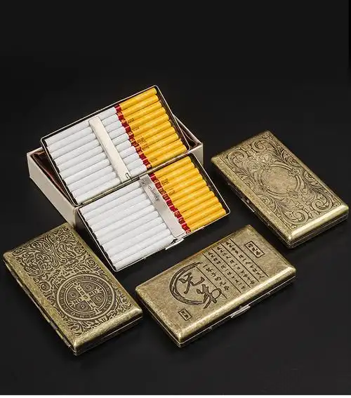 加长细支烟盒20支装男女士细烟香烟盒超薄创意复古青铜烟盒子批发
