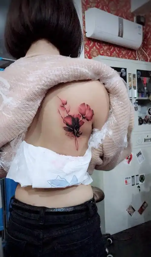 遮盖纹身图片_成品肩部背部清新植物静物可爱纹身图案