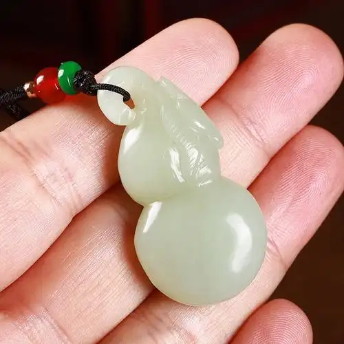 和田玉吊坠男女士款葫芦天然玉石项链玉挂件玉坠福禄双玉佩炫石为玉附