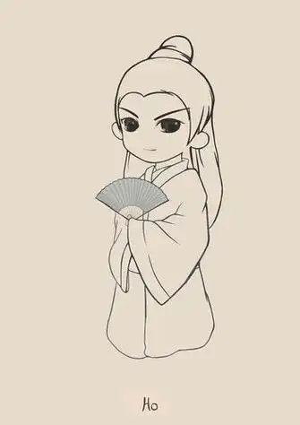 q版古代小人儿|插画|艺术插画|hoho猴古装简笔画